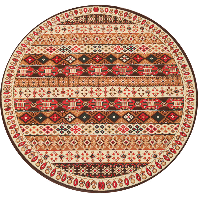 Tapis brun/beige/rouge round