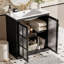Meuble-lavabo moderne 30 po avec lavabo en céramique, verre trempé flou-2140361585