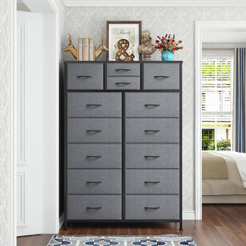Commode 14 tiroirs Colleen, Gris