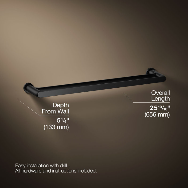 Avid 24-In Double Towel Bar, Matte Black