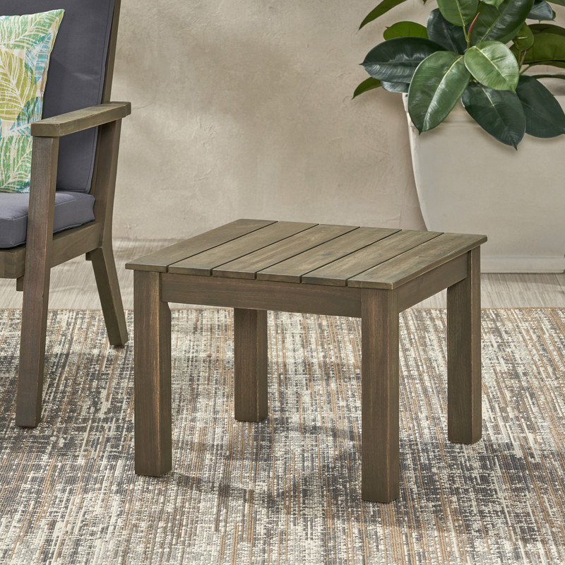 Square Outdoor Side Table with Slat Top