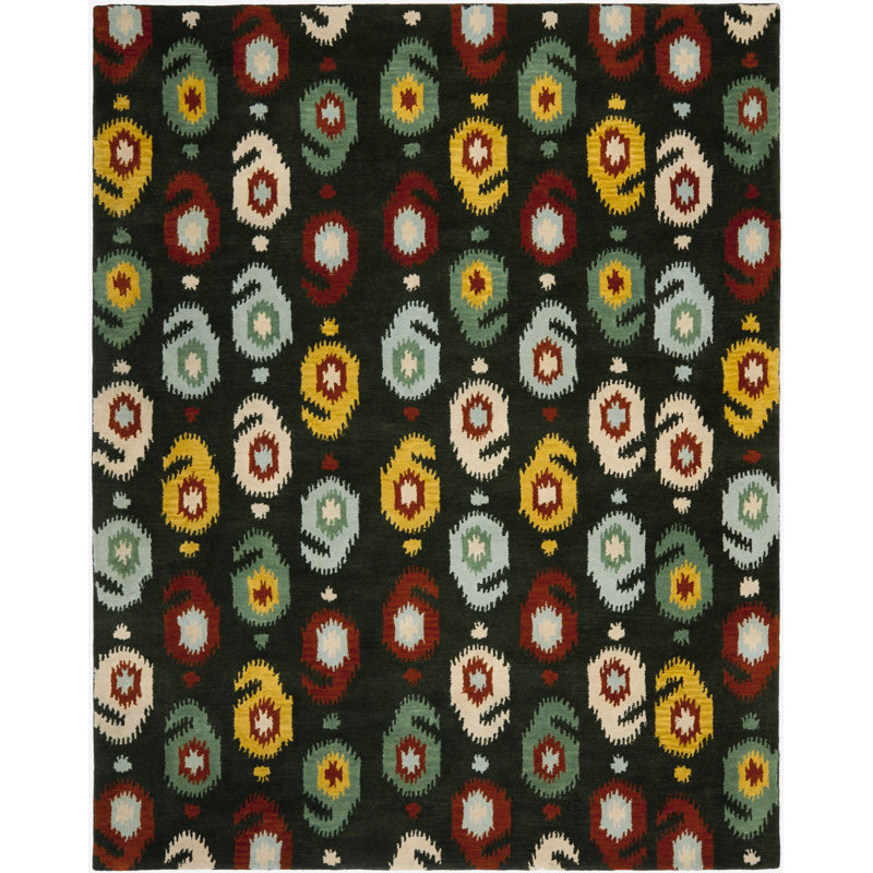 Kline Ikat Hand Tufted Wool Ikat Rug, Rectangle 8' x 10'