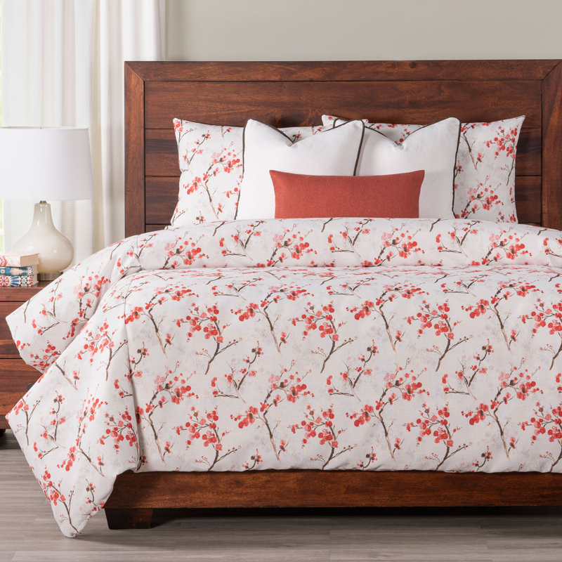 Ensemble de housse de couette et insert Coral Blossom, Cal. Housse de couette pour très grand lit + 2 ta, Blanc