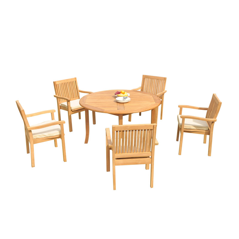 Leveb Outdoor 7 - Piece Teak Dining Set, 5, 52" L x 52" W x 30.5" H
