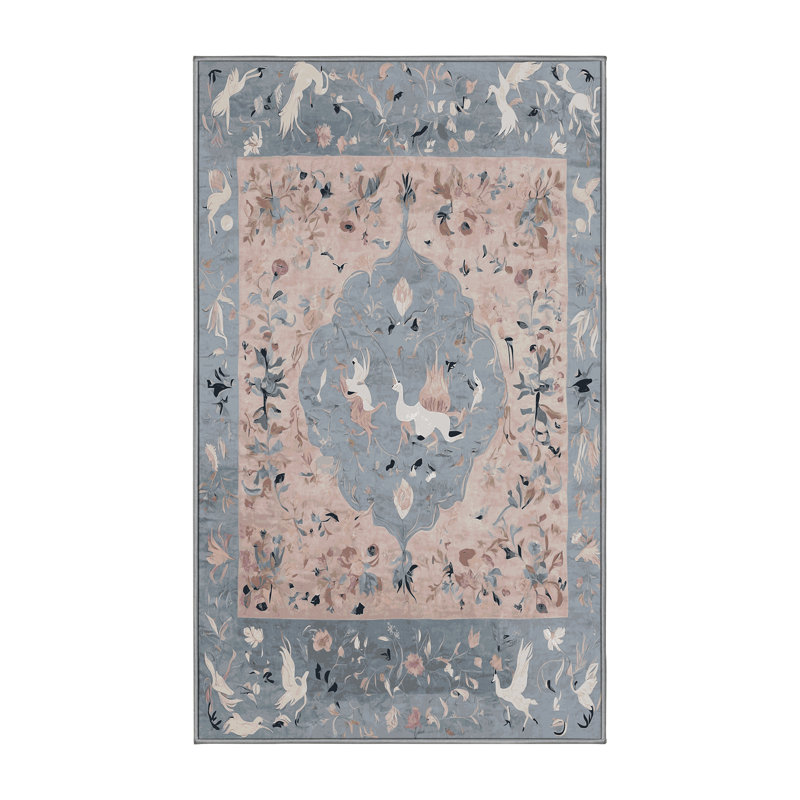 Tapis gris lavable à la machine, Rectangle de 5 pi x 8 pi