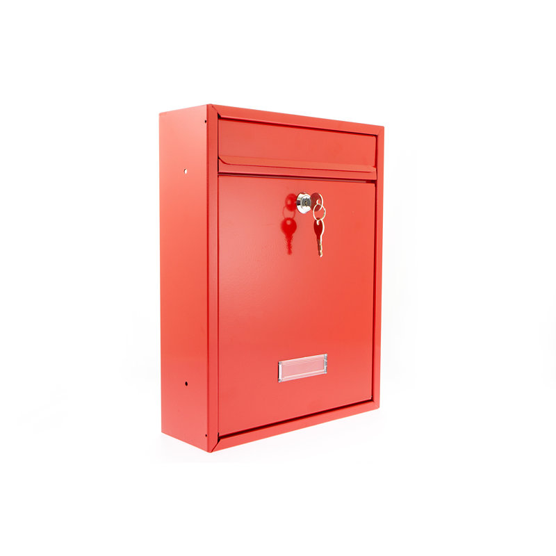 Trent Wall Mounted Galvanised Steel Lockable Weatherproof Post Box - 26x34x9cm, Red