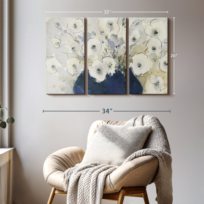 «White Blossom Study I» sur toile, H 20 po x l 33 po x P 1,25 po