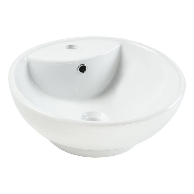 AGUA CANADA Felicia 18.13 " Porcelain Circular Bathroom Sink and Overflow Hole