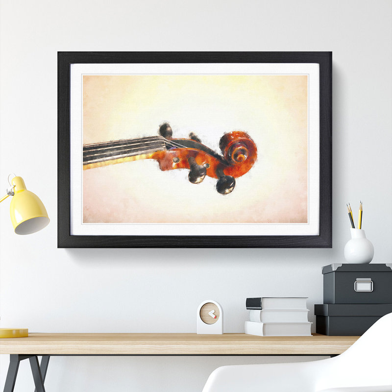 The Scroll of a Violin - Picture Frame Painting Print, Black Framed, 45cm H x 63cm W x 2cm D