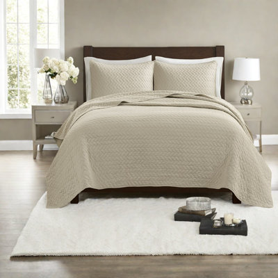 Oversized Queen Bedding Sets, Cotton Filled Herringbone Quilt For Home