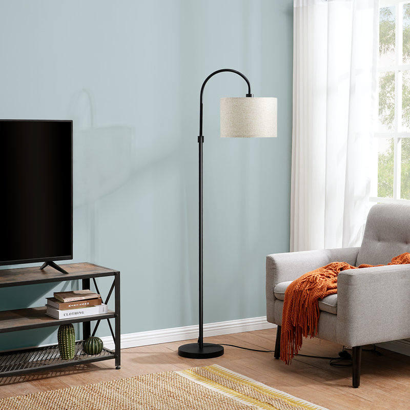 Lampe sur pied arquée 61,8 po Nantwich, Noir, noir, noir, noir