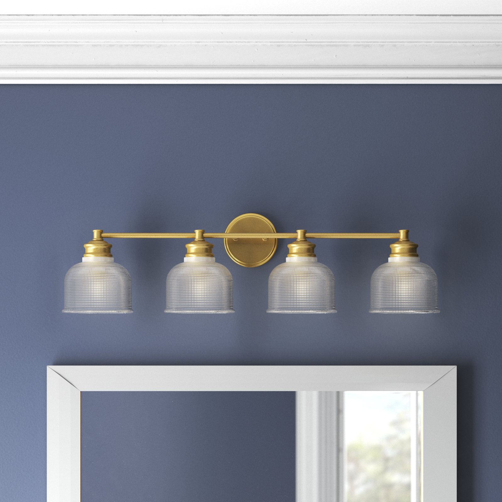 Besima 4 Light Hammered Dimmable Vanity Light, Natural Brass
