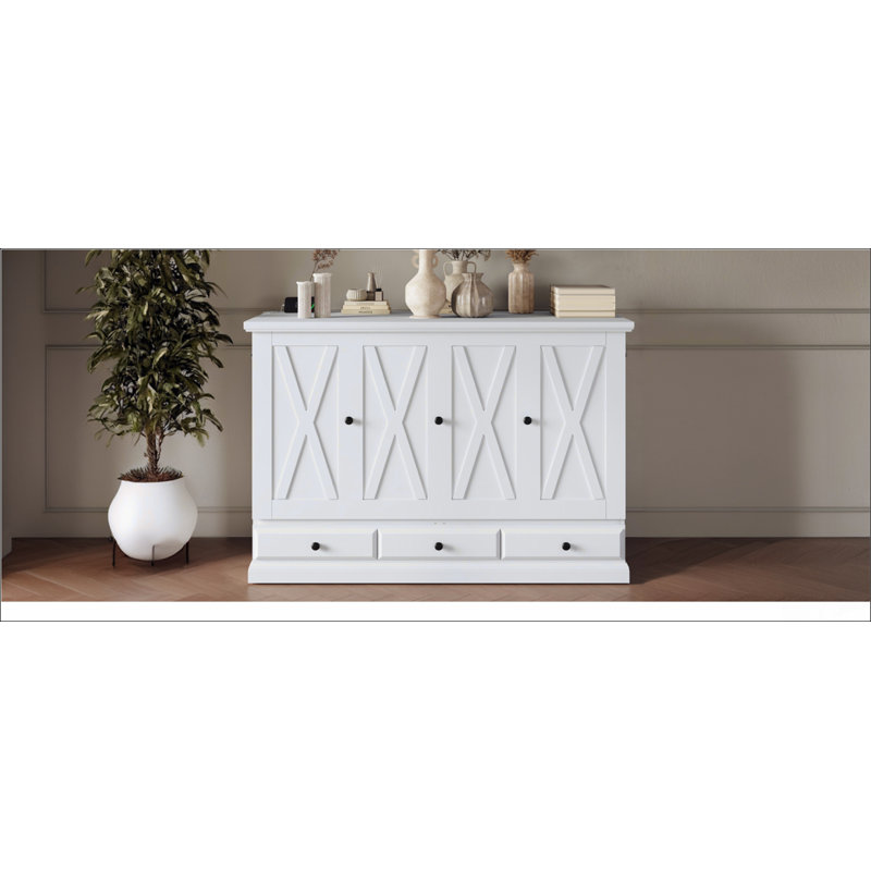 Armoire-lit avec commode en pin massif avec station de charge