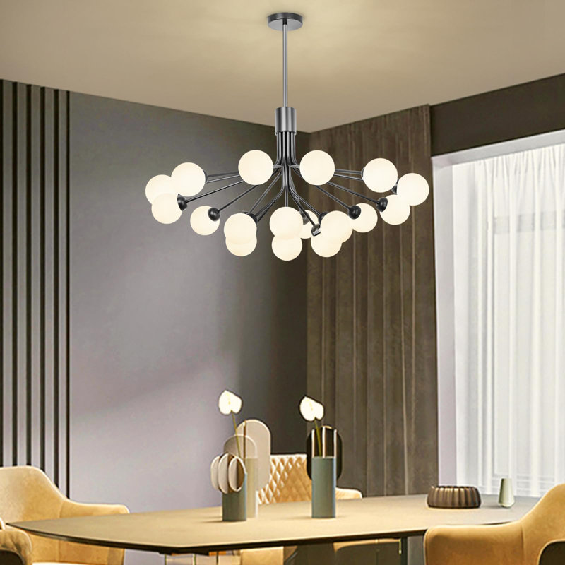 Lustre 35,5 "avec 18 lumières Spoutnik, Noir