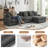 114" L-Shape Corduroy Sectional Sofa with Moveable Ottoman, Console with Bluetooth Speaker, USB & Wireless Charging, Storage and Cup Holders, Grey-1463216779