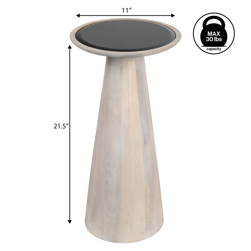 Table à boissons ronde en bois de manguier de 21,5 po Linden, Cendré