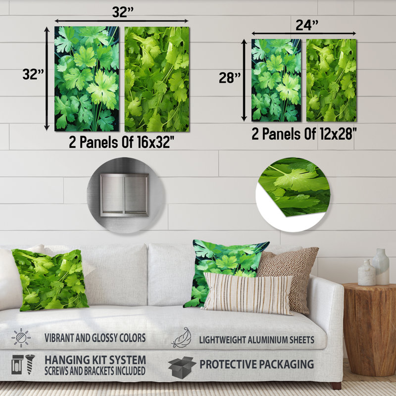 «Herbs Parsley Dance I», ensemble d'art mural en métal Herbs, H 28 po x l 24 po