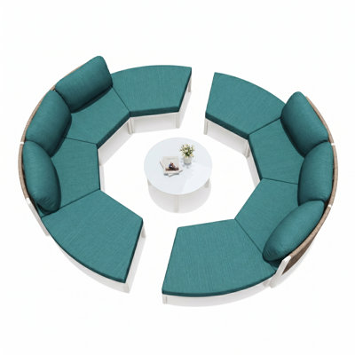 Ensemble de conversation avec canapé de patio en aluminium 9 pièces avec table