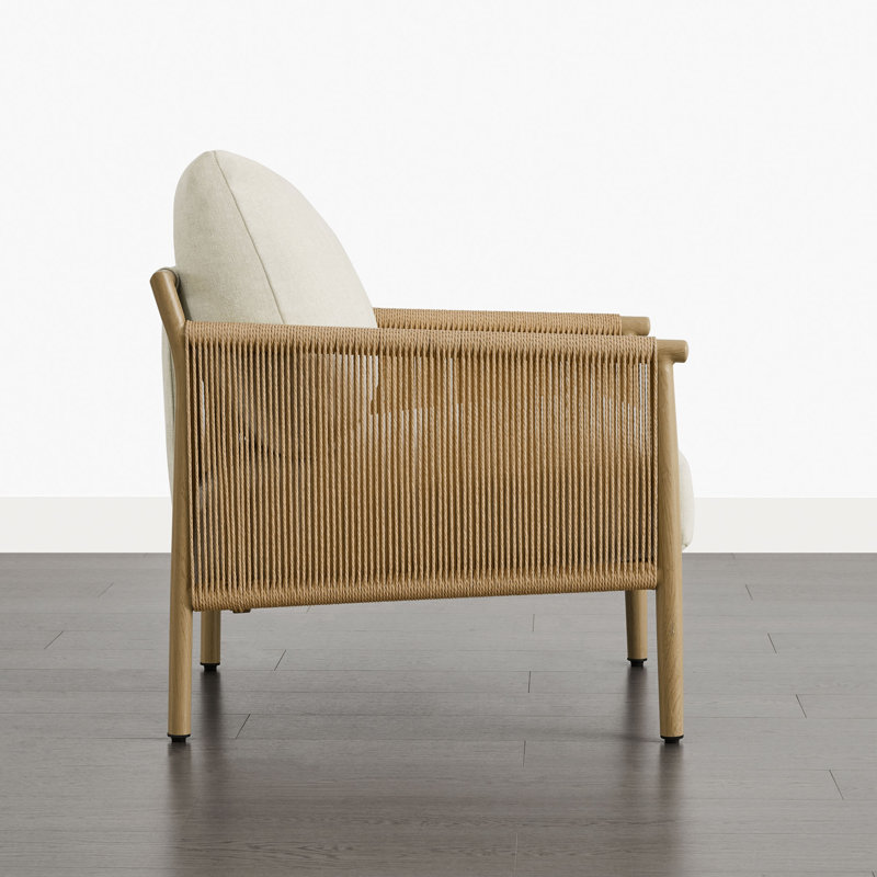 Boho-inspired Upholstered Accent Chair, Natural, Linen