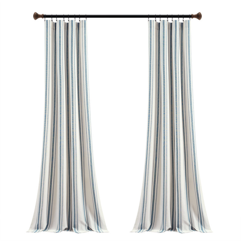 Cotton Blend Semi Sheer Curtain Pair, 42" W x 84" L, Blue