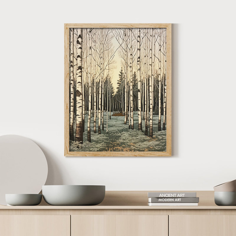 " Black And White Birch Trees ", 10" H x 8" W, Natural