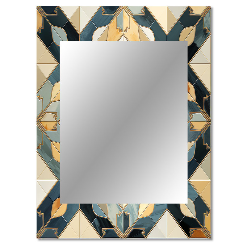 Heba - Teal Modern Wall Mirror, 40 po x 30 po