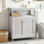 Armoire de rangement autoportante blanche avec portes à volets, armoire de plancher 31,5 x 23,6 x 15,7 pouces avec tablette amovible, pour salle de bain, salon, cuisine