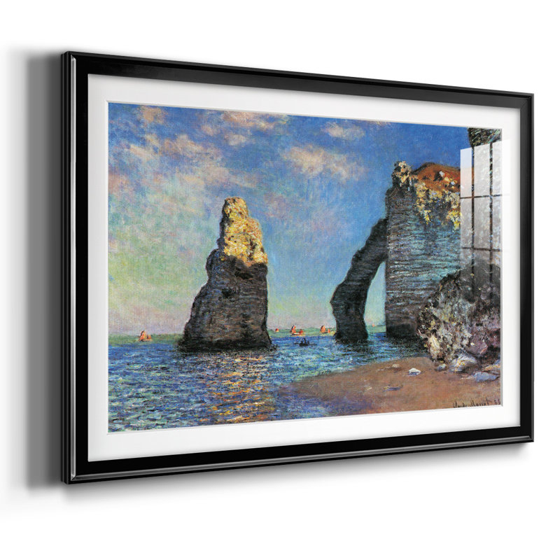 Les falaises rocheuses d'Étretat par Monet, Noir, H 30 po x l 44 po x P 1,5 po