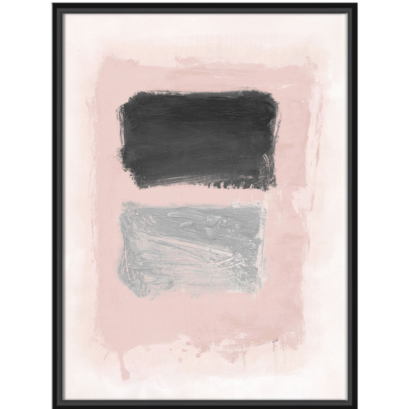 «Pink and Red Shimmer», peinture sur toile à cadre flottant 2 pi, Cadre noir, H 40 po x l 30 po x P 2 po