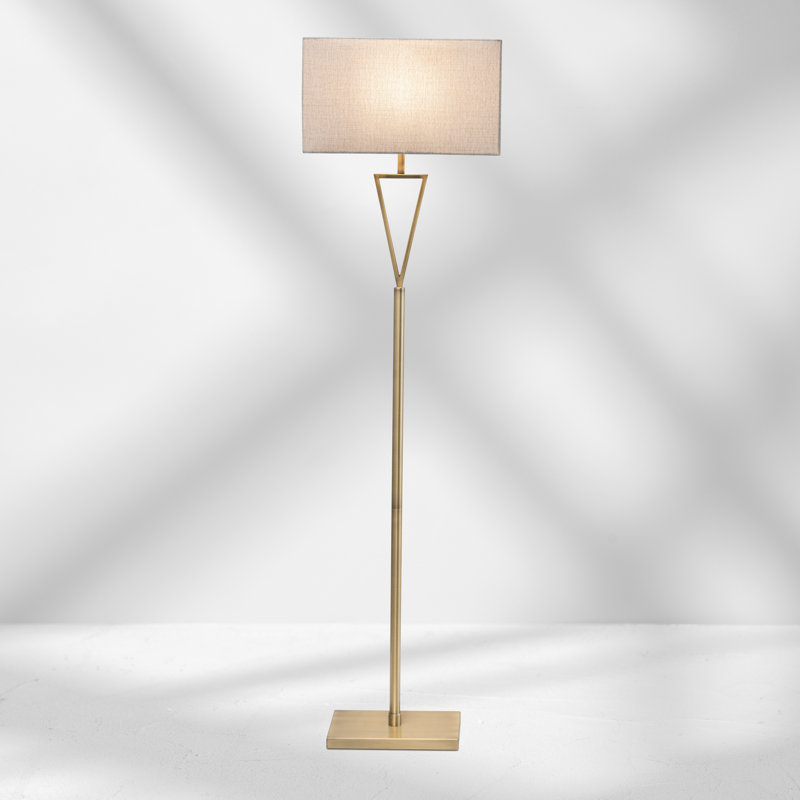 Sevastian 157cm Rectangle Slimline Floor Lamp, Grey, Polished