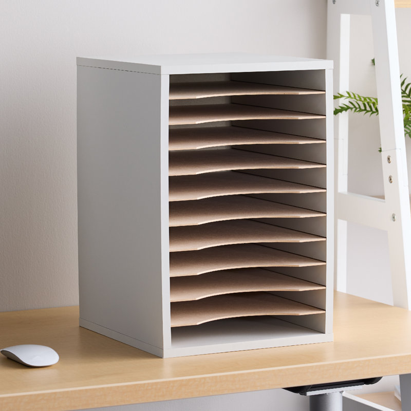 Rangement de bureau avec 11 compartiments Literature, gris