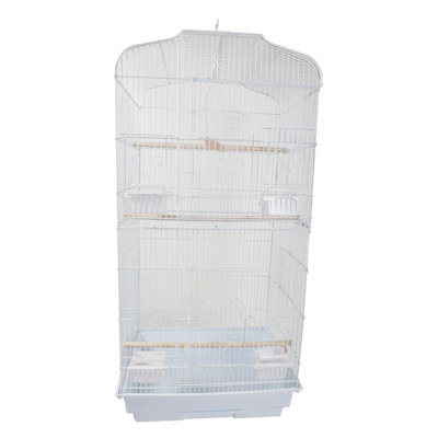 Revell 36.61 in. Iron Victorian Top Hanging Bird Cage with Wheels with Stand with Perch with Tray