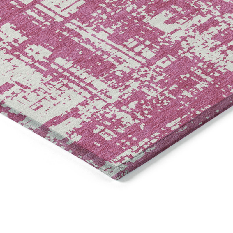 Tapis intérieur lavable abstrait rosé 5 pi x 8 pi ivoire