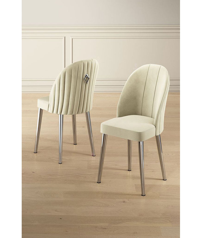 Ensemble de chaises, 6, Crème, crème, Chrome chrome