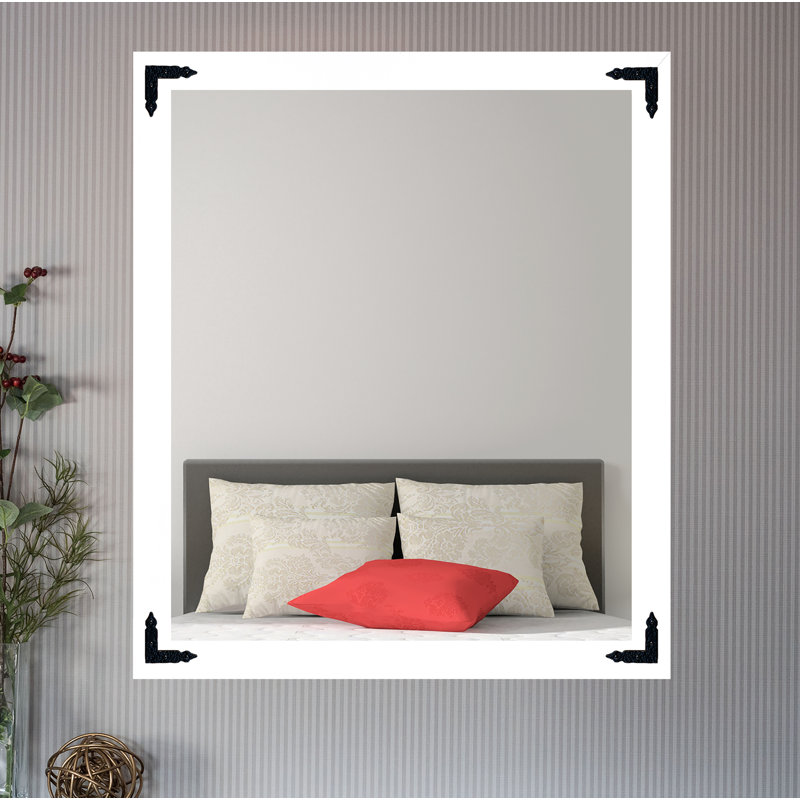 Heavner Flat Wall Mirror, 42" H x 40" W, White