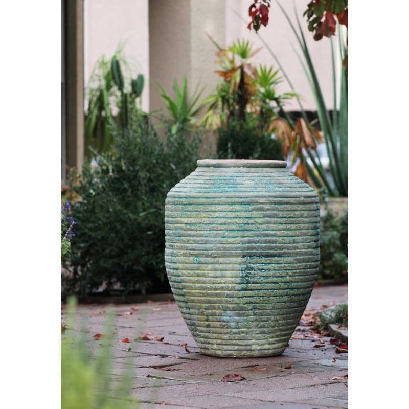 Vase à vin ancien extra large en grès, pot de fleurs en argile - Intérieur/Extérieur, Vert-de-gris