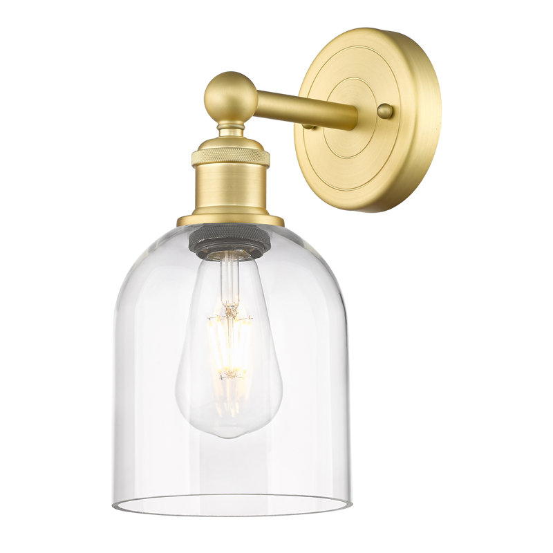 Applique murale 1 lumière 6 "Edison Allysson, Or satiné, Transparent