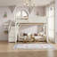 Lit mezzanine double en bois massif avec garde-robe intégrée, tablettes de rangement et rails de sécurité-129527402-129527398