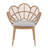 Kirk Outdoor Wicker Peacock Shape Papasan Style Chair, Teak Finished Leg, Light Brown Faux Rattan And Beige Cushion, Set Of 2