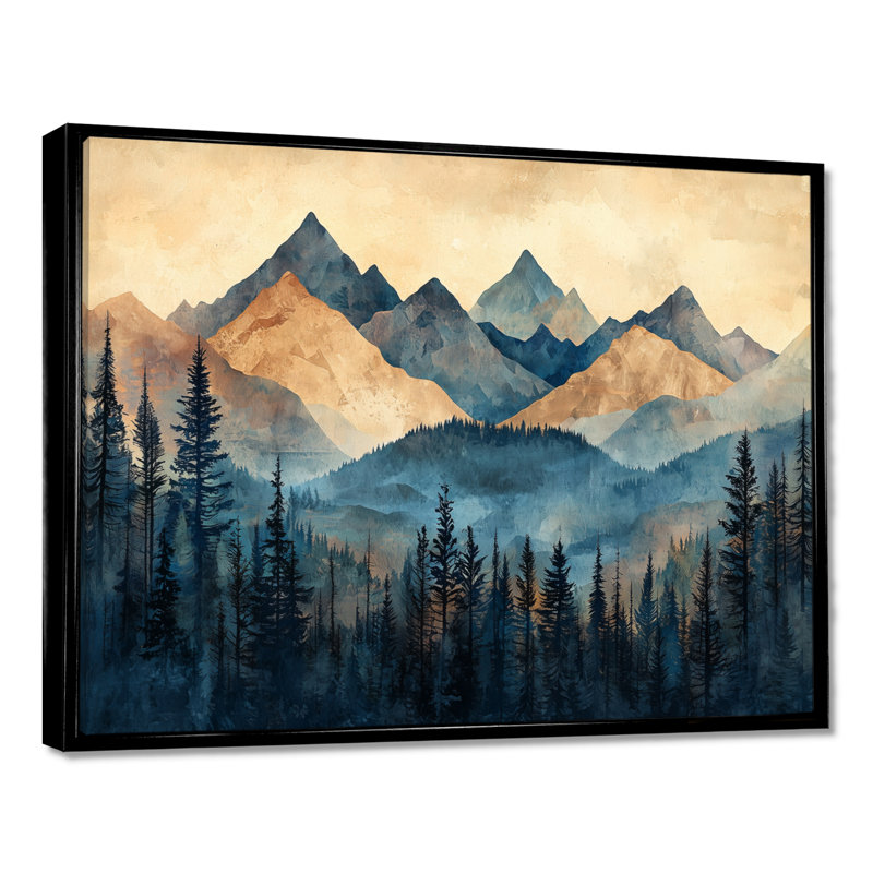 Gintaris Mountain Forest Pine Tree Roots V - montagnes, art mural, H 12 po x l 20 po, Cadre flottant, Noir