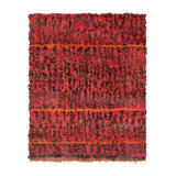 Vintage Moroccan Rug, Red & Black With Abstract Patterns - Rug & Kilim