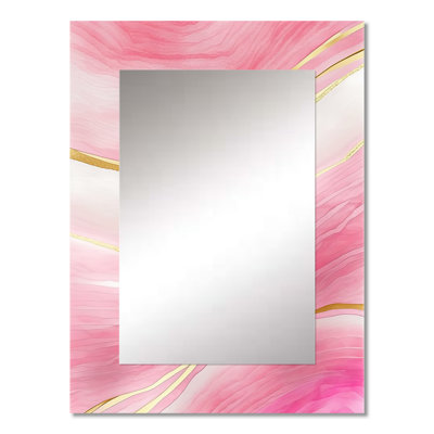 Abstract Geode Marble Waves Pink II - Marble Unique Mirror, Modern Large Wall Mirror, Printed Metal Art