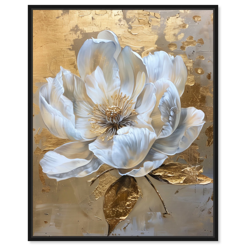 Athenas Flower Canvas Glamorous Feminine Wall Art by Art Remedy, 25" H x 21" W, Black Framed