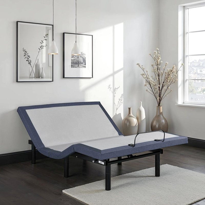 Base de lit simple TG réglable, trois modes de vibration, massage à 3 niveaux d'intensité de la tête et des pieds, positions télé / gravité zéro / salon, 2 ports, sous le conduit, retour plat à une touche, réglage, pliage central,