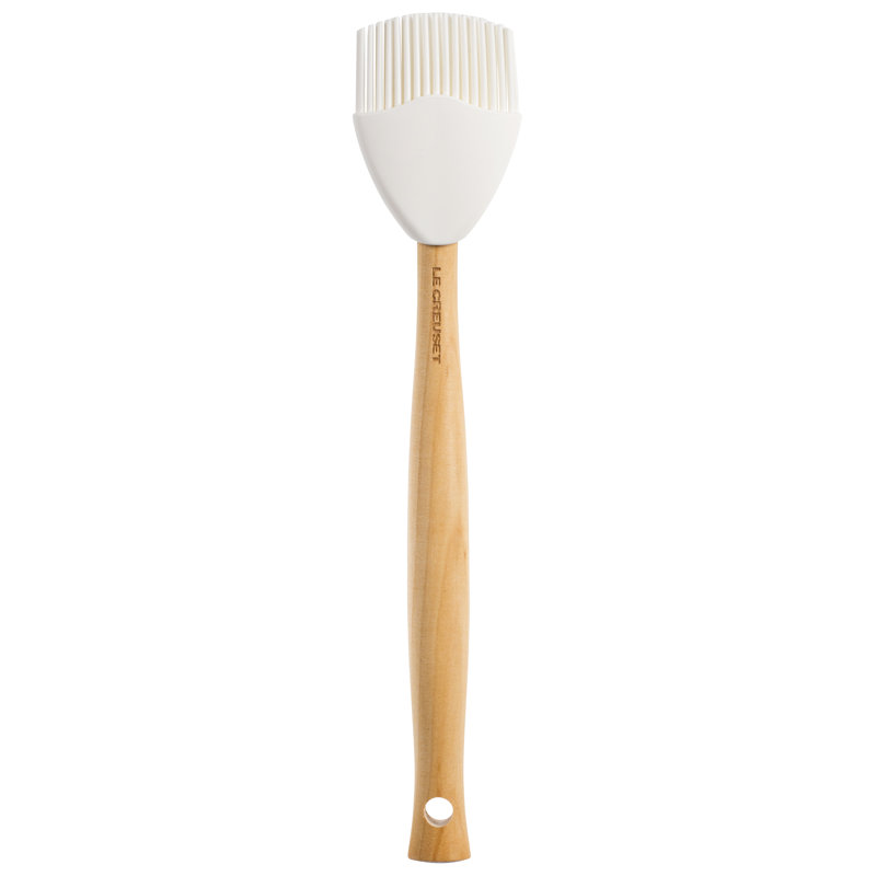 White Silicone Heat-Resistant Basting Brush with Wooden Handle