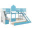 Lit superposé double de style château avec 2 tiroirs, 3 tablettes et glissières, rails de sécurité robustes-1716009922-1716009934