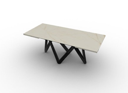 Cartesio Extendable Tables, Matt Black, Golden Statuary Marble, 29.63"H x 78.75"L x 39.38"W