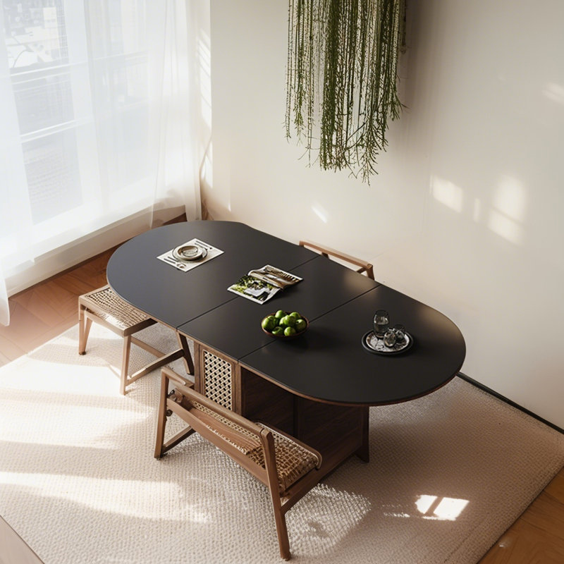 Bayou Breeze 47.24" Foldable Black Oval Dining Table