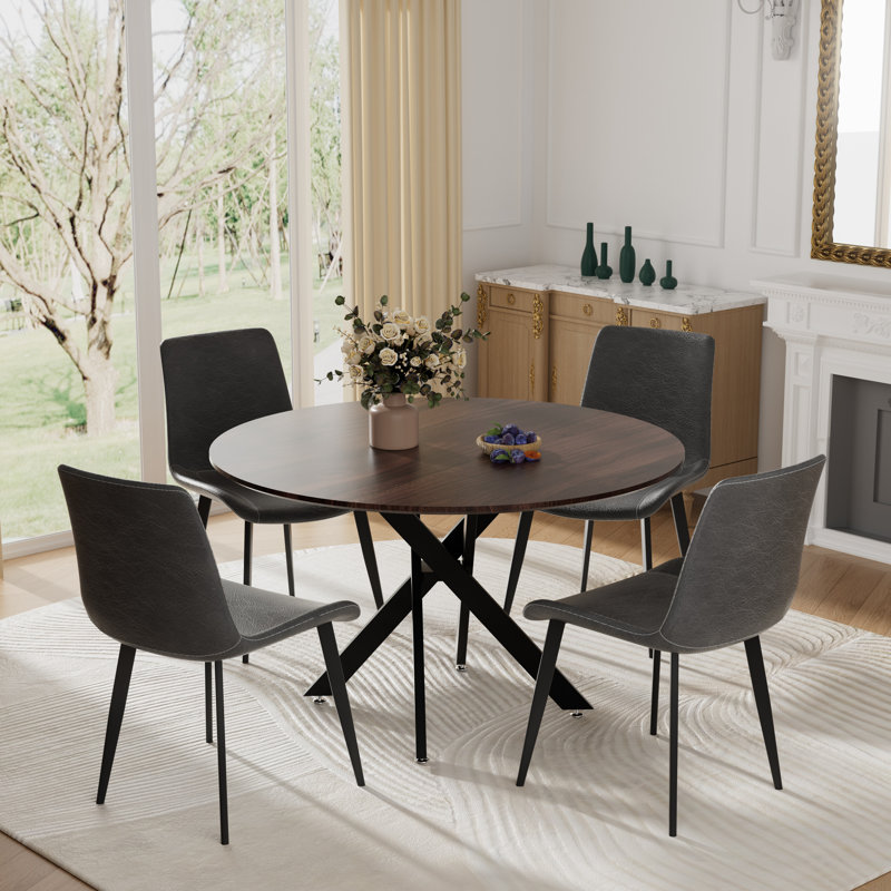 Ensemble de salle à manger 5 pièces, H 29,6 po x L 36 po x l 36 po, Brun, Gris
