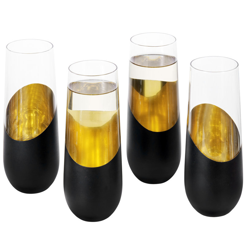 9 oz. Modern Black Gold Champagne Flutes